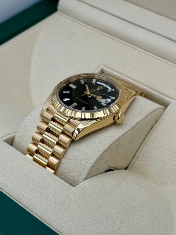 2023 Rolex Day-Date 40mm 228238 Black Diamond Baguette Dial for sale