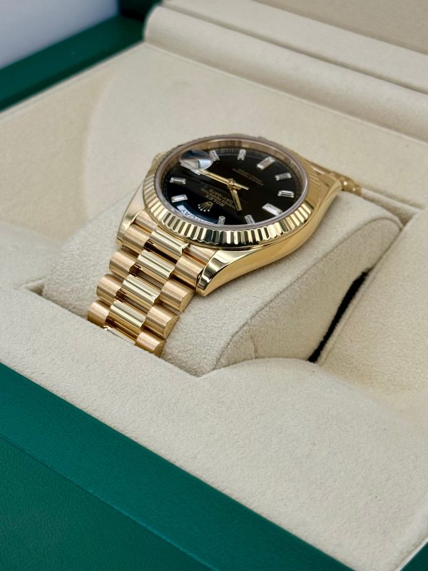 2023 Rolex Day-Date 40mm 228238 Black Diamond Baguette Dial for sale