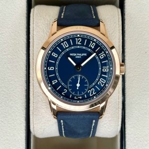 2024 Patek Philippe 5224R Calatrava Travel Time Rose Gold Blue Dial (Unworn) for sale