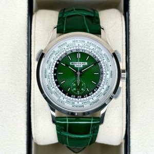 2023 Patek Philippe 5930P World Time Flyback Chronograph Platinum Green Dial for sale