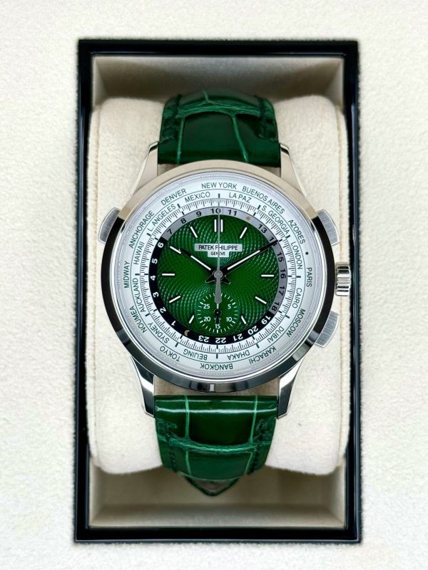 2023 Patek Philippe 5930P World Time Flyback Chronograph Platinum Green Dial for sale