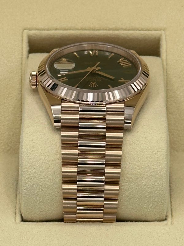 2023 Rolex Day-Date 40mm 228235 Presidential Rose Gold Olive Dial (Unworn) for sale