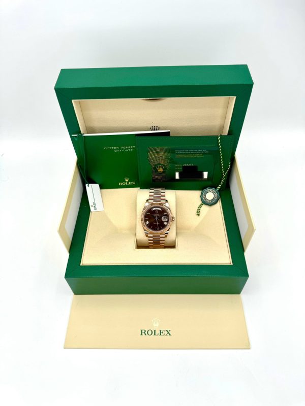2024 Rolex Day-Date 40mm 228235 Rose Gold Chocolate Dial for sale