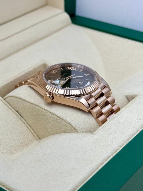 2024 Rolex Day-Date 40mm 228235 Rose Gold Chocolate Dial for sale