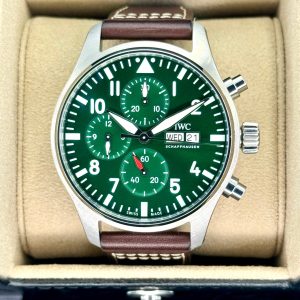 2023 IWC Pilot’s Watch Chronograph 43mm IW378005 Steel Green Dial for sale