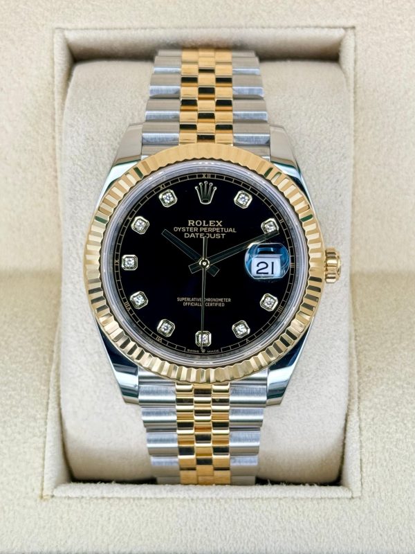 2023 Rolex Datejust 41mm 126333 Two-Tone Jubilee Black Diamond Dial for sale