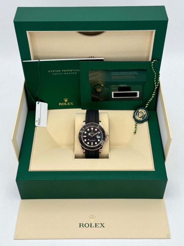 2024 Rolex Yacht-Master 40mm 126655 Rose Gold Oysterflex Black Dial for sale