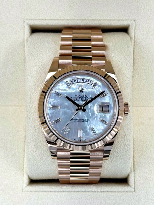 2024 Rolex Day-Date 40mm 228235 Rose Gold MOP Diamond Dial (Unworn) for sale