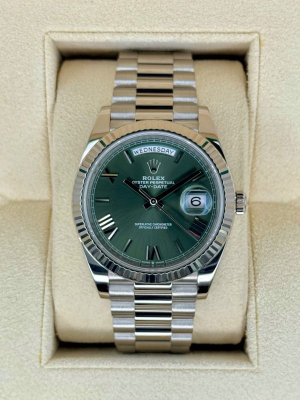 2023 Rolex Day-Date 40mm 228239 White Gold Olive Dial for sale