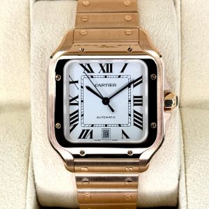 2021 Cartier Santos De Cartier 39.8mm WGSA0018 Rose Gold White Dial for sale