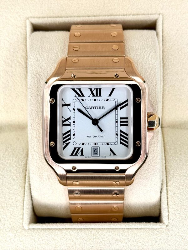 2021 Cartier Santos De Cartier 39.8mm WGSA0018 Rose Gold White Dial for sale