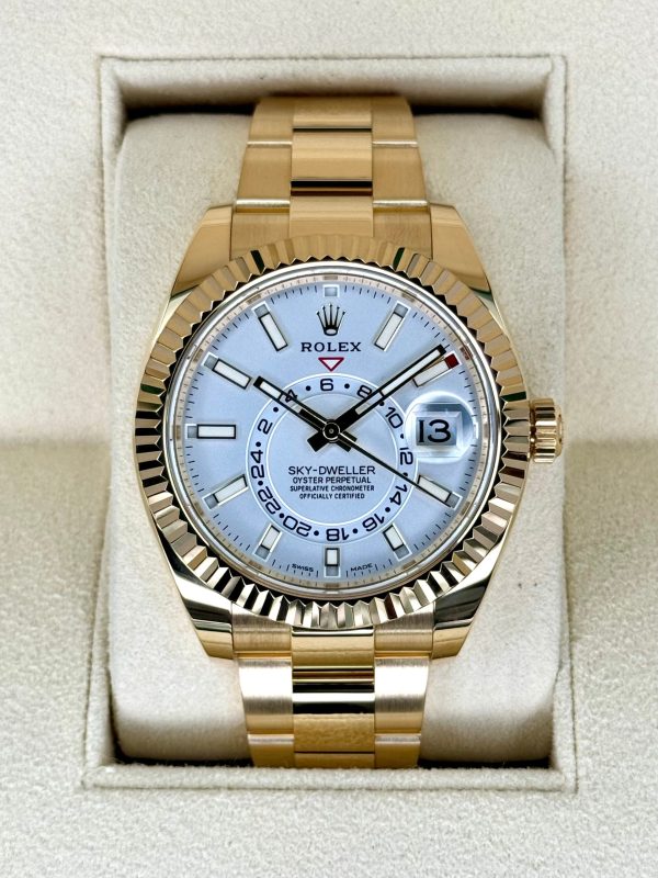 2022 Rolex Sky-Dweller 42mm 326938 18K Yellow Gold Oyster White Dial for sale