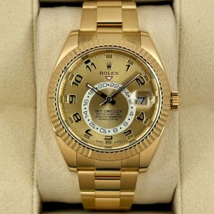 2019 Rolex Sky-Dweller 42mm 326938 Yellow Gold Oyster Champagne Dial for sale