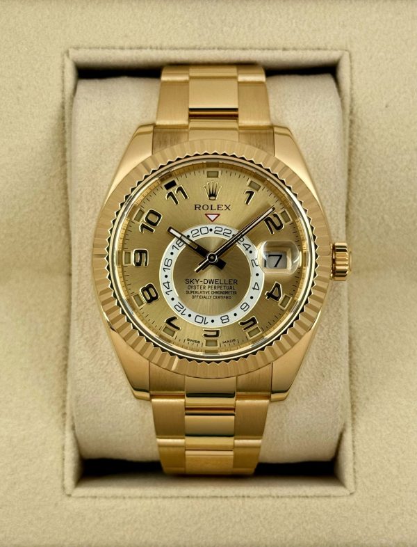 2019 Rolex Sky-Dweller 42mm 326938 Yellow Gold Oyster Champagne Dial for sale
