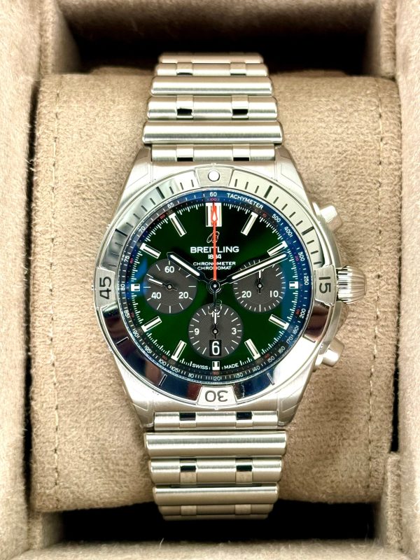 2023 Breitling Chronomat B01 42 AB0134 Stainless Steel Green Dial (Unworn) for sale