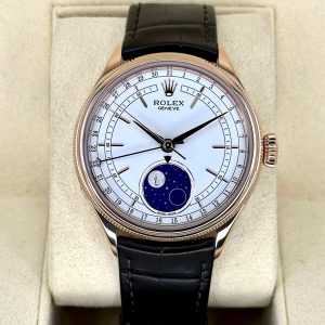 2022 Rolex Cellini Moonphase 39mm 50535 Rose Gold White Dial for sale
