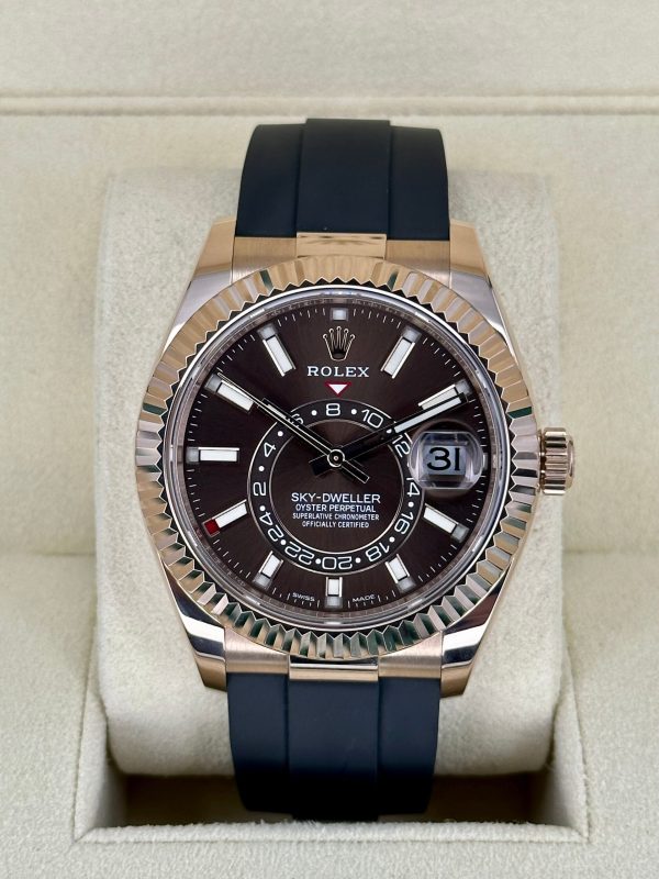 2022 Rolex Sky-Dweller 42mm 326235 Rose Gold Oysterflex Chocolate Dial (No. 1 of 2) for sale