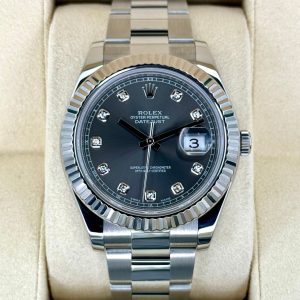2017 Rolex Datejust II 41mm Oyster Rhodium Diamond Dial 116334 for sale