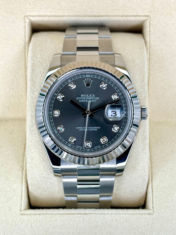 2017 Rolex Datejust II 41mm Oyster Rhodium Diamond Dial 116334 for sale