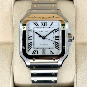 2023 Cartier Santos de Cartier 39.8mm W2SA0009 Two-Tone White Dial for sale