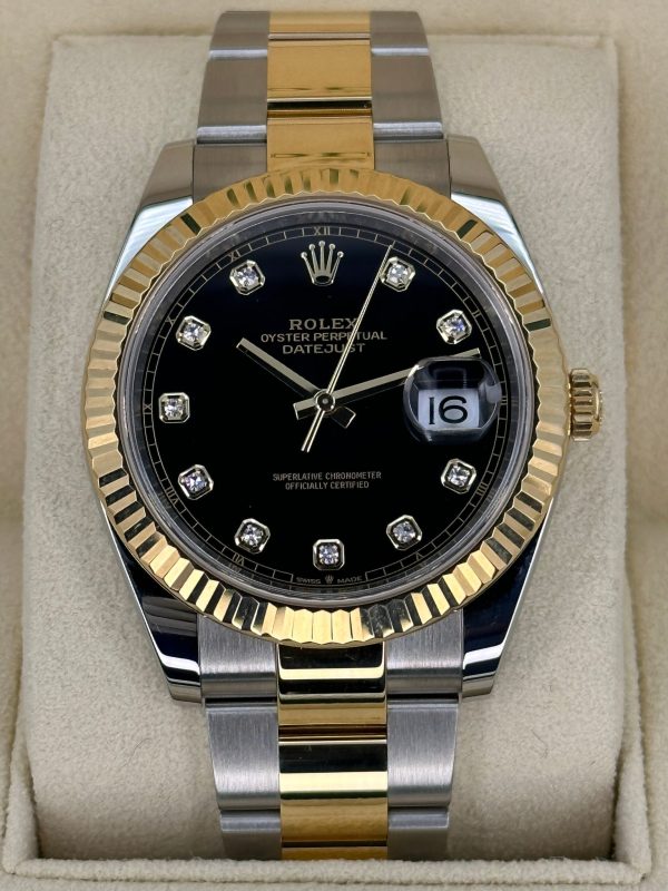 2023 Rolex Datejust 41mm 126333 Two-Tone Oyster Black Diamond Dial for sale