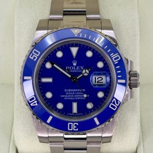 2009 Rolex Submariner “Smurf” 40mm 116619LB White Gold Blue Dial for sale