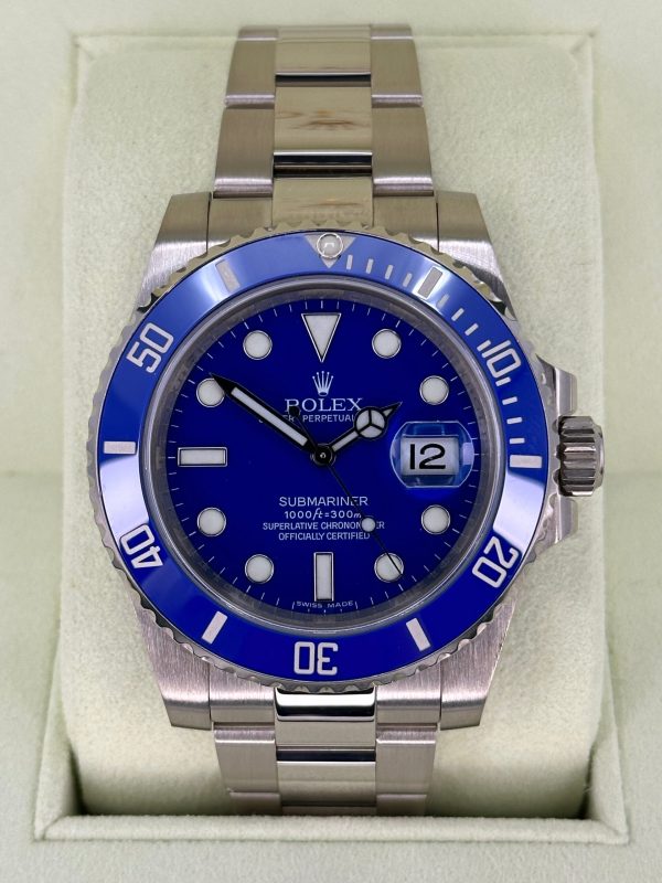 2009 Rolex Submariner “Smurf” 40mm 116619LB White Gold Blue Dial for sale