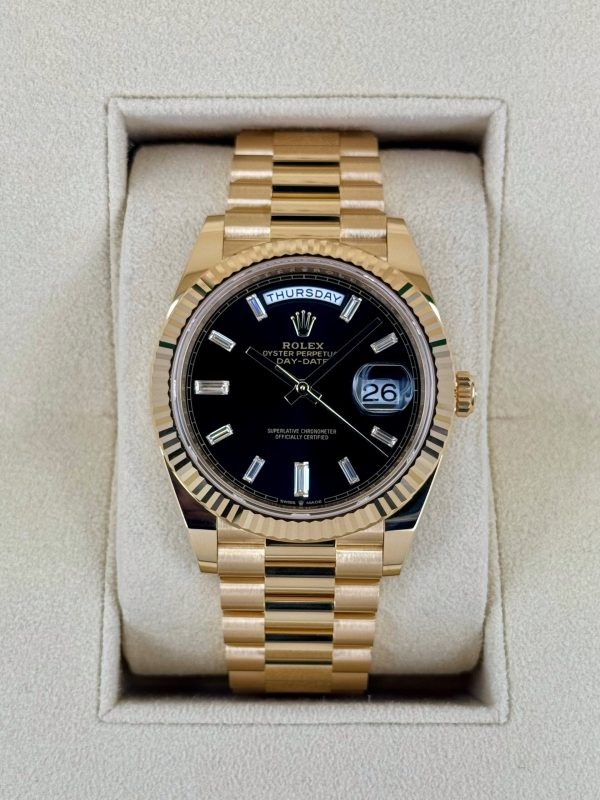 2024 Rolex Day-Date 40mm 228238 Black Diamond Baguette Dial (Unworn) for sale