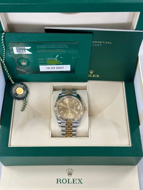 2021 Rolex Datejust 41mm 126333 Two-Tone Champagn Stick Dial for sale