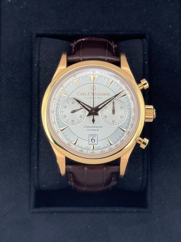 2020 Carl F. Bucherer Manero Flyback 43mm Rose Gold Silver Dial for sale