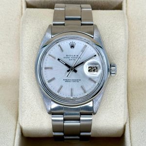 1983 Rolex Oyster Perpetual Date 34mm 1500 Stainless Steel Silver Dial for sale