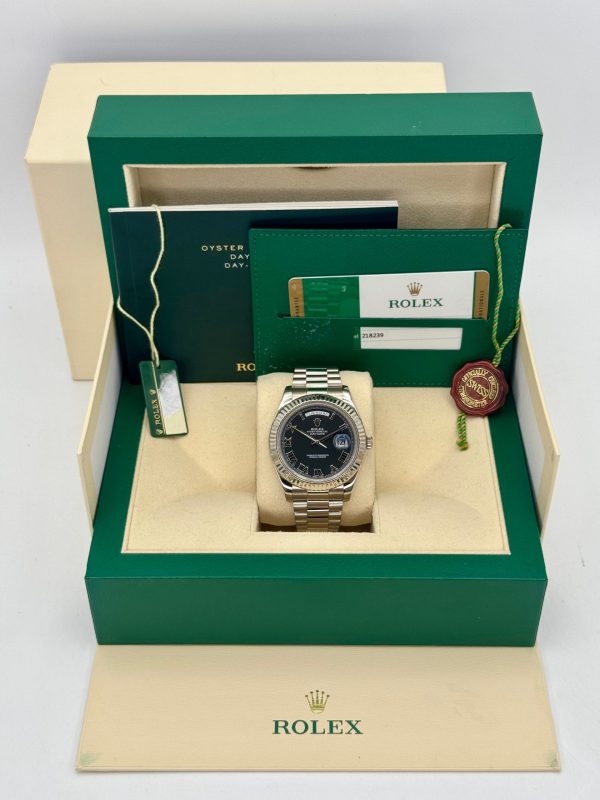 2015 Rolex Day-Date II 41mm 218239 White Gold Presidential Black Dial for sale