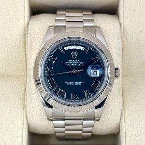 2015 Rolex Day-Date II 41mm 218239 White Gold Presidential Black Dial for sale