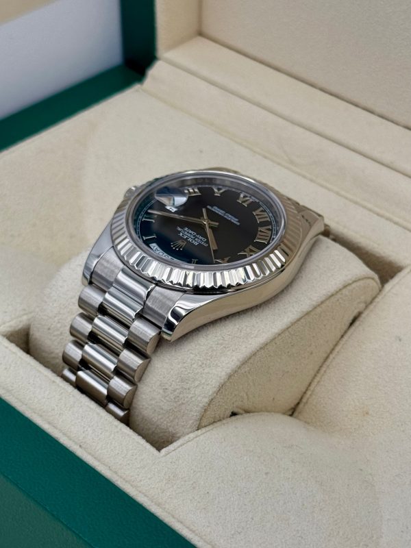 2015 Rolex Day-Date II 41mm 218239 White Gold Presidential Black Dial for sale