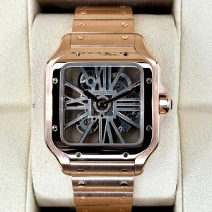 2020 Santos De Cartier 39.8mm WHSA0016 Rose Gold Skeleton Dial for sale