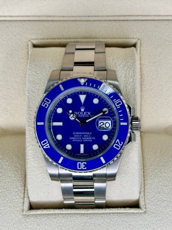 2012 Rolex Submariner “Smurf” 40mm 116619 White Gold Blue Dial for sale