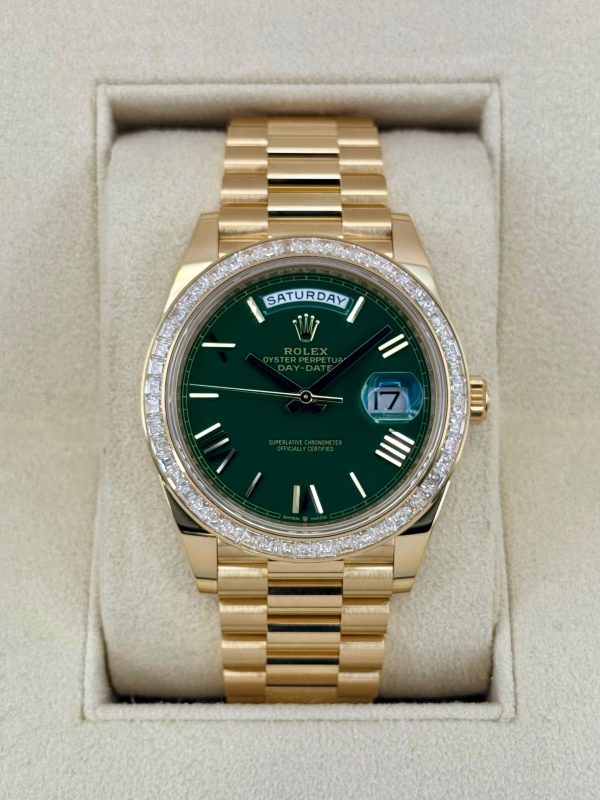 2023 Rolex Day-Date 40mm 228398TBR Presidential Yellow Gold Green Dial for sale