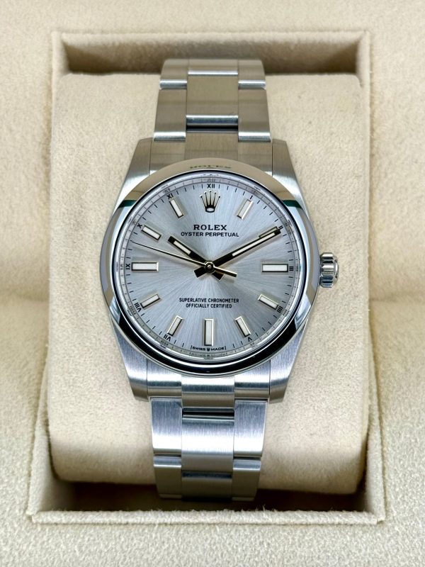 2022 Rolex Oyster Perpetual 34mm Stainless Steel Silver Dial for sale