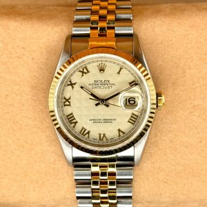 1995 Rolex Datejust 36mm 16233 Two-Tone White Pyramid Dial for sale