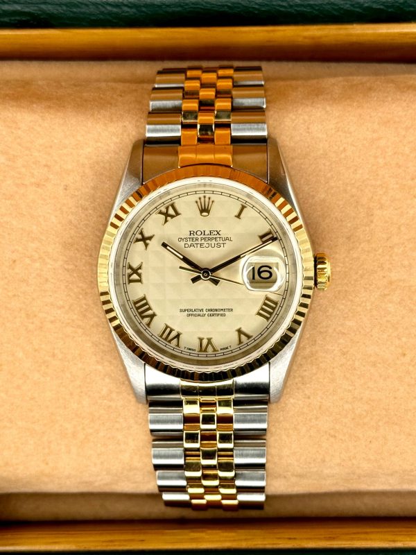 1995 Rolex Datejust 36mm 16233 Two-Tone White Pyramid Dial for sale