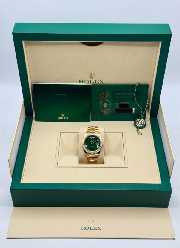 2023 Rolex Day-Date 40mm 228398TBR Presidential Yellow Gold Green Dial for sale