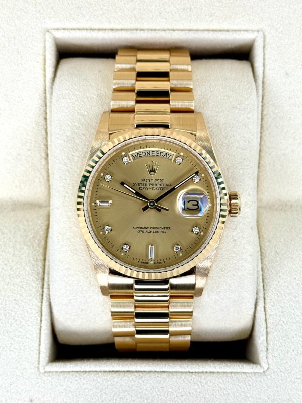 1987 Rolex Day-Date 36mm 18038 Presidential Champagne Diamond Dial for sale