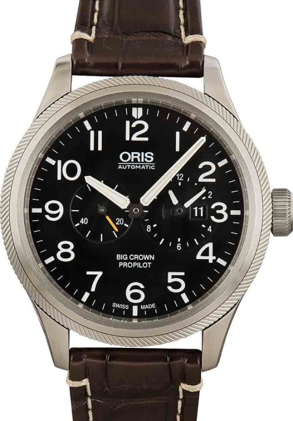 Oris Big Crown Pro Pilot World Timer Steel on Leather for sale