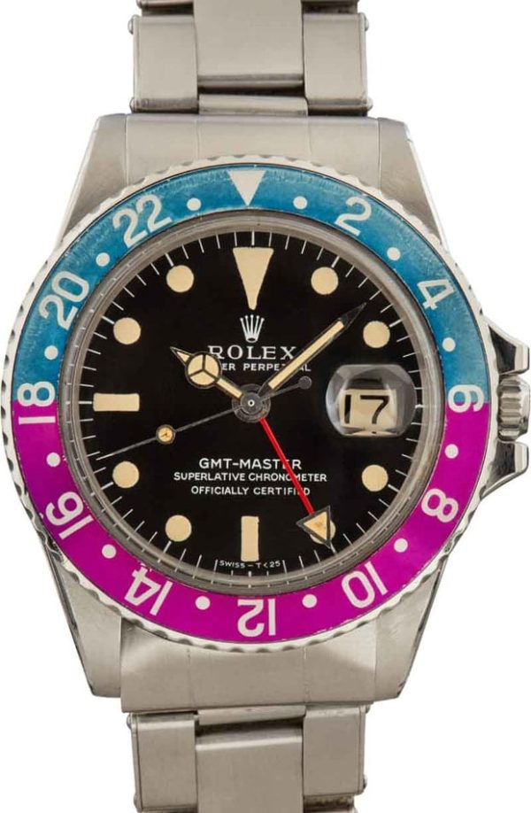 Vintage Rolex GMT-Master 1675 Fuchsia Bezel for sale