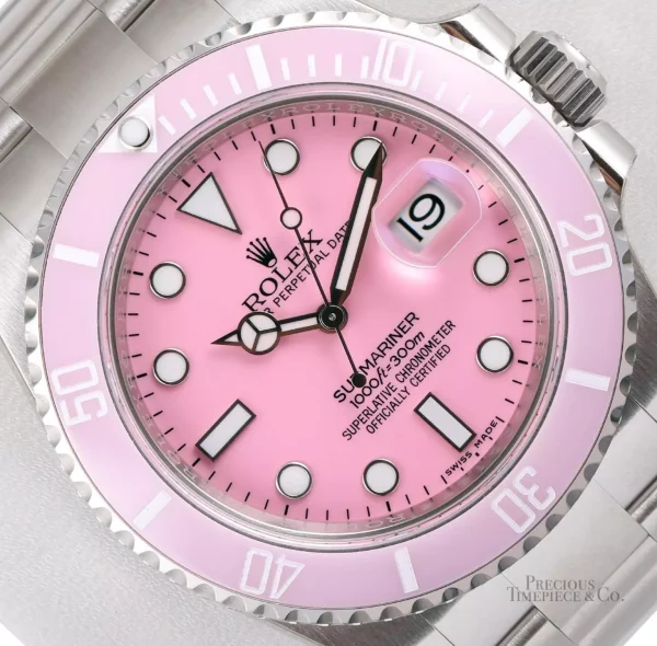 Rolex Submariner 116610 Date Steel 40mm-Custom Pink Ceramic Bezel & Pink Dial for sale