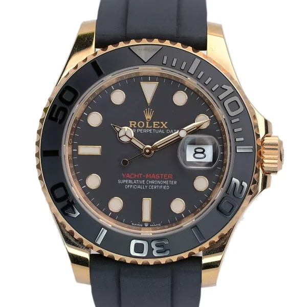 2023 NEW ROLEX YACHT-MASTER 126655 18K ROSE GOLD BLACK DIAL OYSTER FLEX for sale