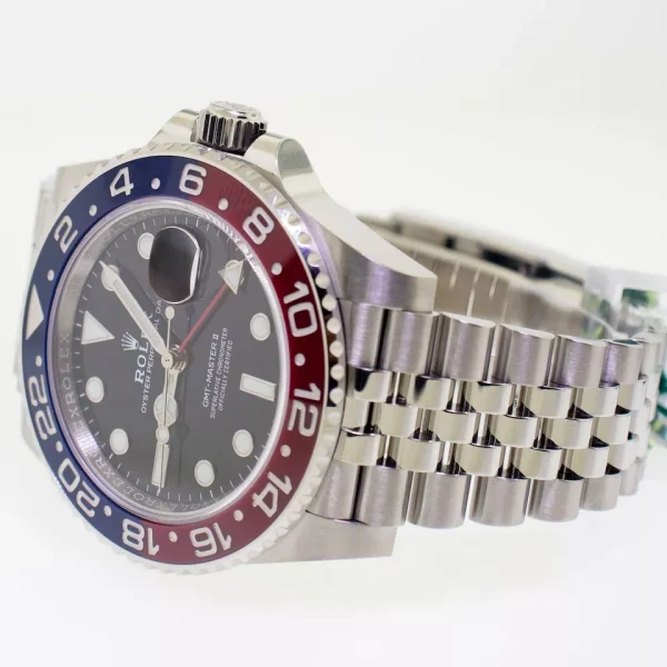 Rolex GMT-Master II 40mm Stainless Steel Black Dial Pepsi Red Blue Bezel 126710 for sale