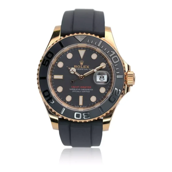 2023 NEW ROLEX YACHT-MASTER 126655 18K ROSE GOLD BLACK DIAL OYSTER FLEX for sale