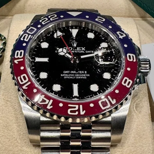 Rolex GMT Master II Pepsi 126710BLRO 40mm Blue & Red Bezel Jubilee Box & Papers for sale