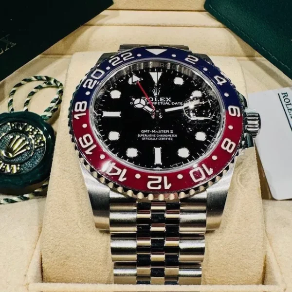 Rolex GMT Master II Pepsi 126710BLRO 40mm Blue & Red Bezel Jubilee Box & Papers for sale